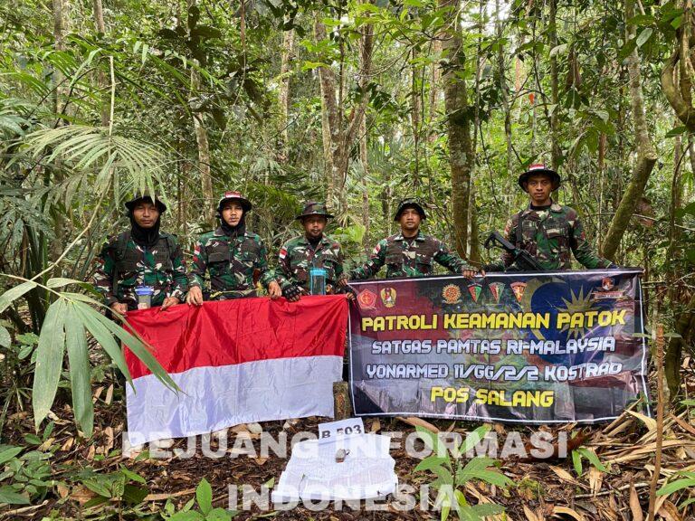 Pengawal Kedaulatan Perbatasan NKRI, Satgas Pamtas Yonarmed 11 Kostrad Laksanakan Patroli Patok