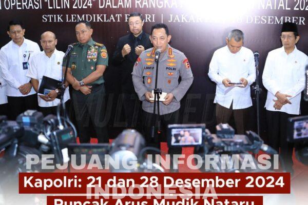 Kapolri Prediksi Puncak Arus Mudik Nataru 2024-2025 Terjadi pada 21 dan 28 Desember