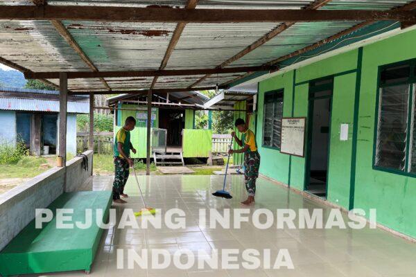 Satgas Pamtas Yonarmed 11 Kostrad Gelar Karya Bhakti Pembersihan Masjid di Desa Sekaduyan Taka