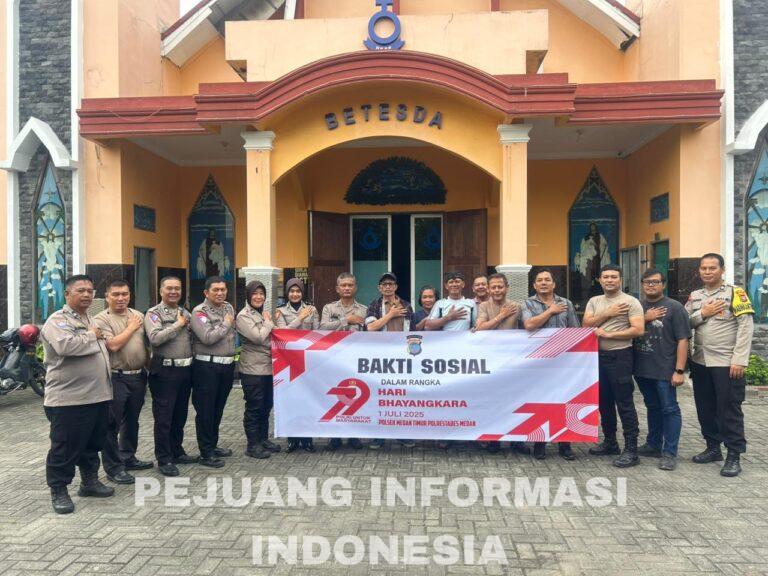 Dalam Rangka HUT POLRI KE 79 Tahun 2025  Polsek Medan Timur Bakti Sosial Pembersihan di Gereja HKBP Betesda