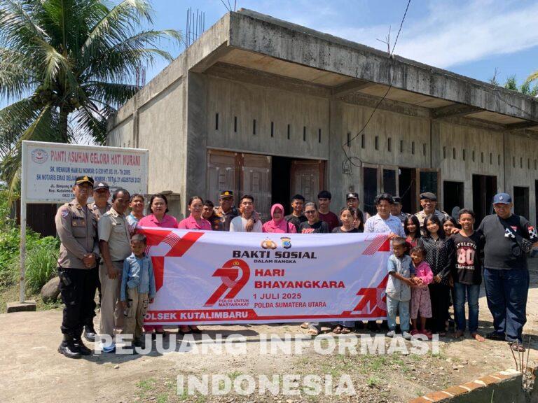 Polsek Kutalimbaru Penyaluran Bansos   Panti Asuhan Gelora Hati Nurani  Di Desa Kutalimbaru Dalam Rangka Perayaan HUT Bhayangkara Ke-79 Tahun 2025.