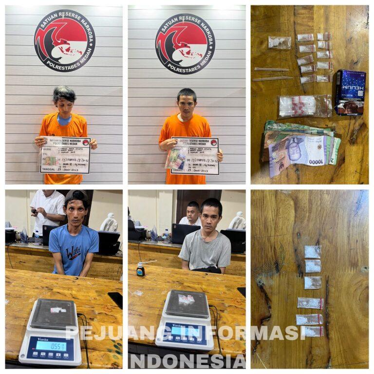 Polisi Sergap 2 Orang Pemuda Pengedar Sabu di Jalan Pasar III Medan.
