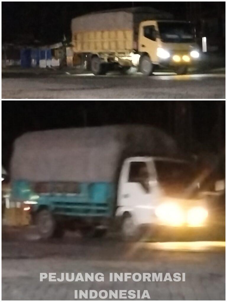 Diduga Puluhan Mobil Colt Diesel Canter Pengangkut Kayu Bulat dari Siak  Melintas Pagi hari Menuju Pekanbaru, Dikawal Mobil Sigra Warna Silver tidak memakai pelat Nopol