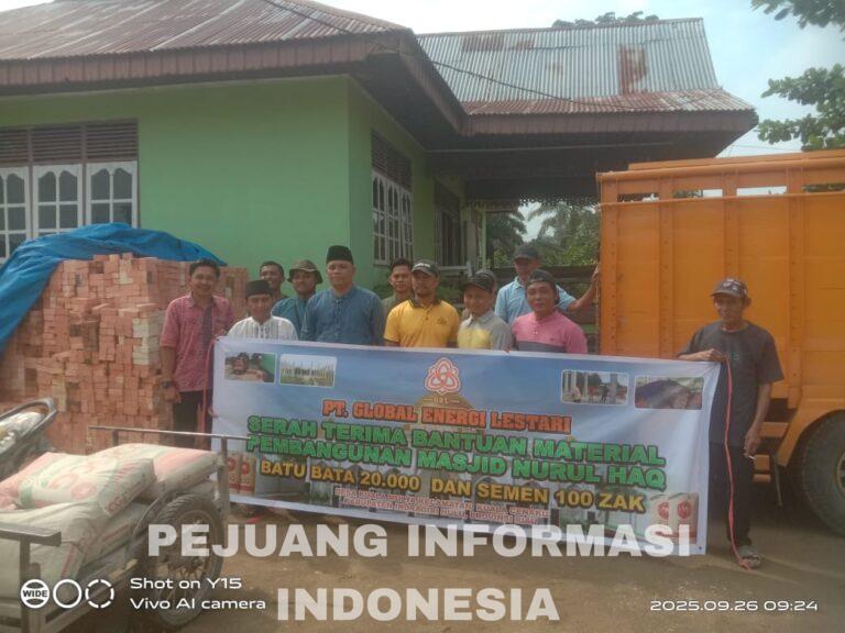 PT Global Energi Lestari Salurkan CSR Ke Masjid Nurul Haq Desa Kuala Mulia